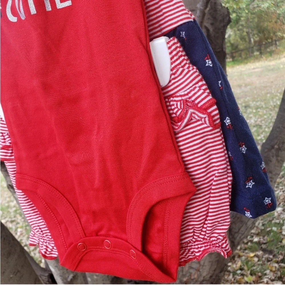 NEW! CARTER’S Bundle Just One You Patriotic 3pc Outfit Red White Blue Newborn
